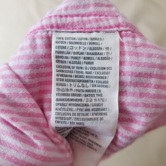 ABERCROMBIE & FITCH Women's Candy Pink Button Down Logo Shirt Striped Lining MED - Picture 10 of 10